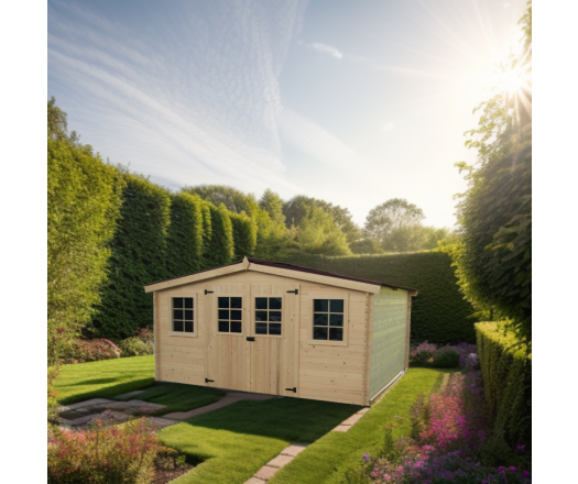 Abri Baron, Epicea madriers 28mm, 4.20 x 4.00m, 16.80m²