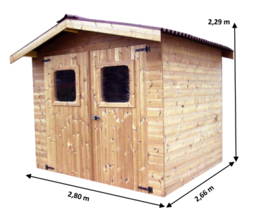 Abri Thiers, THT Madriers 19mm, 2.80 x 2.70m, 7.50m²