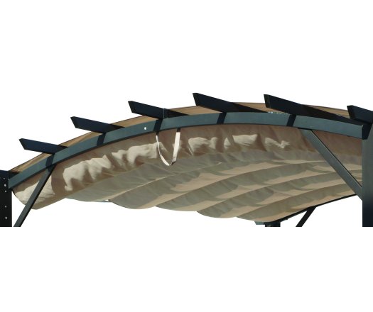 Pergola arche, structure mixte aluminium/acier coloris gris anthracite toile couleur écru, 3.40 x 3.30 m, 11.20m²