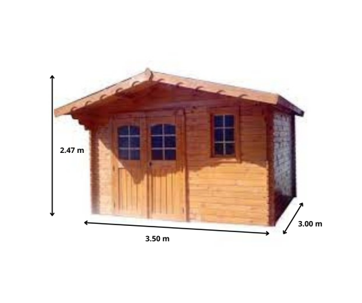 Abri Donzy, Epicéa Madriers 28mm, 3.60 x 3.60, 13.20m²