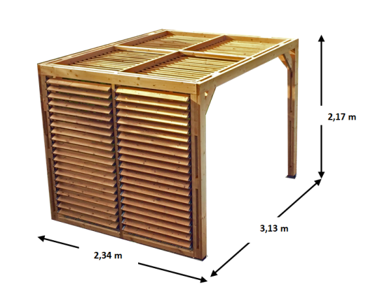 Pergola Thermauvent avec ventelles mobiles sur le toit et un mur, THT, 2.30 x 3.10 m, 7.10m²