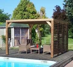 Pergola Thermauvent avec ventelles / 1 coté et toit, THT, 3.40 x 3.10m, 10.70m²