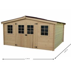 Abri Baron, Epicea madriers 28mm, 4.20 x 4.00m, 16.80m²