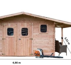 Abri Dommar, Douglas Madriers 28mm, 4.90 x 3.50m, 17.20m²