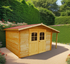 Abri Montigny, Epicéa Madriers 28mm, 3.10 x 4.30m, 12.00m²