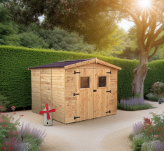 Abri Eden, Epicéa panneaux 16mm, 2.40 x 2.40m, 7.20m²