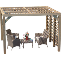 Pergola Thermauvent avec ventelles et un mur, THT, 3.10 x 3.40m, 10.60m²