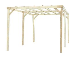Carport, Pin sylvestre traité autoclave classe III, 3.00 x 5.00m, 15.00m²