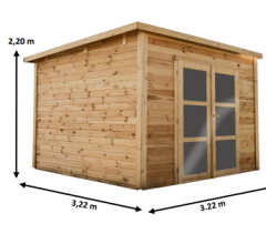 Abri Poolhouse Bahia , Epicéa Madriers 28mm, 3.20 x 3.20m, 10.20m²