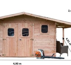 Abri Dommar, Douglas Madriers 28mm, 4.90 x 4.00m, 19.70m²