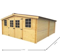 Abri Baron, Epicéa Madriers 28mm, 4.00x 5.00m, 20,00 m²