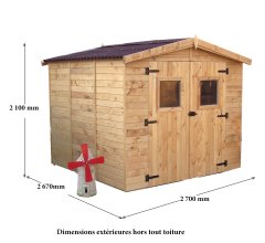 Abri Eden, Epicéa panneaux 16mm, 2.40 x 2.40m, 7.20m²