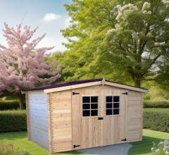 Abri Montana, Epicéa madriers 28mm, 3.15 x 3.00m, 9.50m²