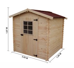 Abri Alpina, Epicéa madriers 20mm avec plancher, 2.0 x 2.0 m, 4.00 m²