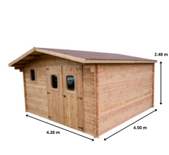 Abri Dommar, Douglas Madriers 28mm, 4.20 x 4.50m, 18.90m²