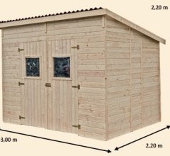 Abri Candela,  Epicéa panneaux  16mm,  3.00 x 2.20, 6.60m²
