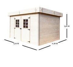 Abri Kemper, Epicéa madriers 28mm,  4.10x 4.10 m, 16.80m²