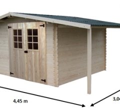 Abri Vaduz, Epicéa madriers 28 mm, 4.40 x 3.00m, 13.52 m²