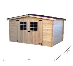 Abri Montana, Epicéa madriers 28mm, 3.15 x 3.00m, 9.50m²