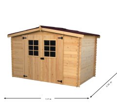 Abri Alpina,  Epicéa Madriers 20mm, 3.10 x 3.05m, 9.50m²