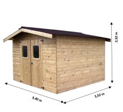 Abri Thermabri, Epicéa THT madriers 28mm, 3.40 x 3.50m, 12m²