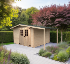 Abri Vaduz, Epicéa madriers 28 mm, 4.40 x 3.00m, 13.52 m²