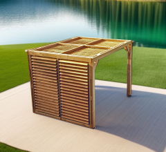 Pergola Thermauvent avec ventelles mobiles sur le toit et un mur, THT, 2.30 x 3.10 m, 7.10m²
