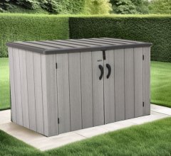 Coffre de jardin, résine PEHD, imitation bois, grand volume, 1.90m x 1.00m, 1.90m²