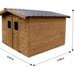 Abri Thermabri, THT Madriers 28mm, 3.40 x 3.60m, 12.30m²