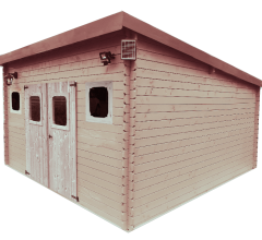 Abri Danube, Douglas Madriers 28mm, 4.10 x 4.10m, 17.10m²