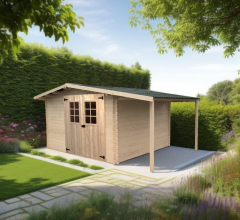 Abri Vaduz, Epicéa madriers 28 mm, 4.40 x 3.00m, 13.52 m²