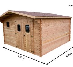 Abri Dommar, Douglas Madriers 28mm, 4.20 x 3.50, 14.80m²