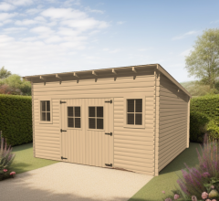 Abri Lavan, Epicéa Madriers 28mm, 4.00 x 4.30m, 17.30m²