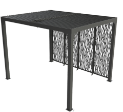 Pergola Bioclimatique avec panneaux moucharabieh, Aluminium gris anthracite, 2.40 x 3.00m, 7.20m²