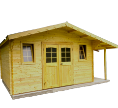 Abri Balmont, Madriers épicéa 28mm, 4.0 x 5.0m, 20m²
