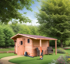Abri Dommar, Douglas Madriers 28mm, 4.90 x 4.00m, 19.70m²