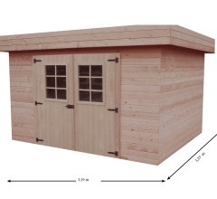 Abri Kemper, Epicéa madriers 28mm, 3.40 x 3.30m, 11.40m²