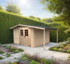 Abri Vaduz, Epicéa madriers 28 mm, 4.40 x 3.00m, 13.52 m²
