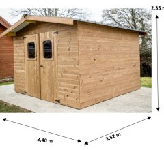 Abri Thiers, THT Madriers 19mm, 3.40 x 3.50m, 12m²