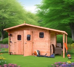 Abri Dommar, Douglas Madriers 28mm, 4.90 x 4.00m, 19.70m²