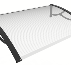 Marquise de porte et fenêtre 80 x 120 cm / support mural plastique / polycarbonate alvéolaire double peau 4 mm