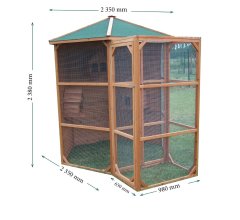 Volière grande taille, Bois, 2.35 x 2.35m, 4.5m²