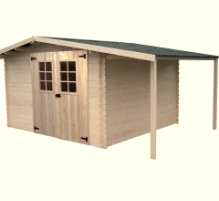Abri Vaduz, Epicéa madriers 28 mm, 4.40 x 3.00m, 13.52 m²