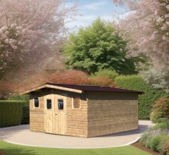 Abri Thermabri, Epicéa THT madriers 28mm, 4.30 x 3.50m, 15.10m²