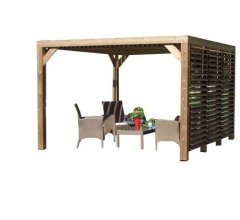 Pergola Thermauvent avec ventelles / 1 coté et toit, THT, 3.40 x 3.10m, 10.70m²
