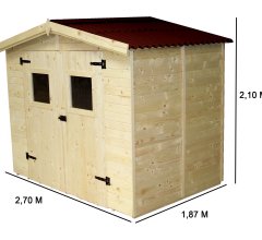 Abri Eden, Epicéa panneaux 16mm, 2.70 x 1.90m, 5.00m²