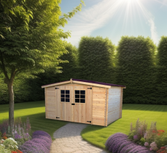 Abri Montana, Epicéa madriers 28mm, 3.15 x 3.00m, 9.50m²