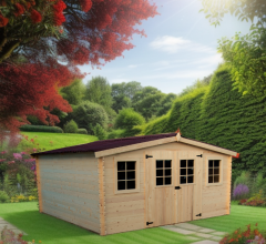 Abri Baron, Epicea madriers 28mm, 4.20 x 4.00m, 16.80m²