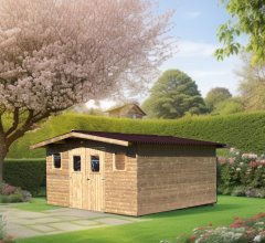 Abri Thermabri, Epicéa THT madriers 28mm, 4.30 x 3.50m, 15.10m²