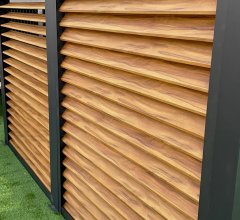 Ventelles aluminium mobiles couleur imitation bois pour  côté 3 m pour pergola bioclimatique PER 3630 BI et PER  2430 BI